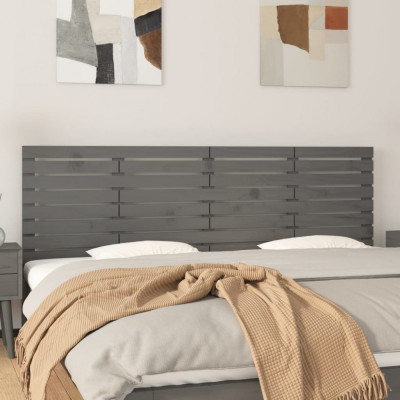 Gossi tablie de pat pentru perete, gri, 206x3x63 cm, lemn masiv pin foto