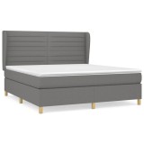 Cumpara ieftin Pat box spring cu saltea, gri inchis, 180x200 cm, textil