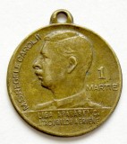 a754 CAROL II REGELE ROMANIEI LIGA APARARII CONTRA ATACURILOR AERIENE MEDALION DE BRONZ 1 Martie 21mm 2,7g FOARTE FRUMOASA