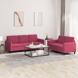 vidaXL Set canapele, 2 piese, roșu vin, catifea