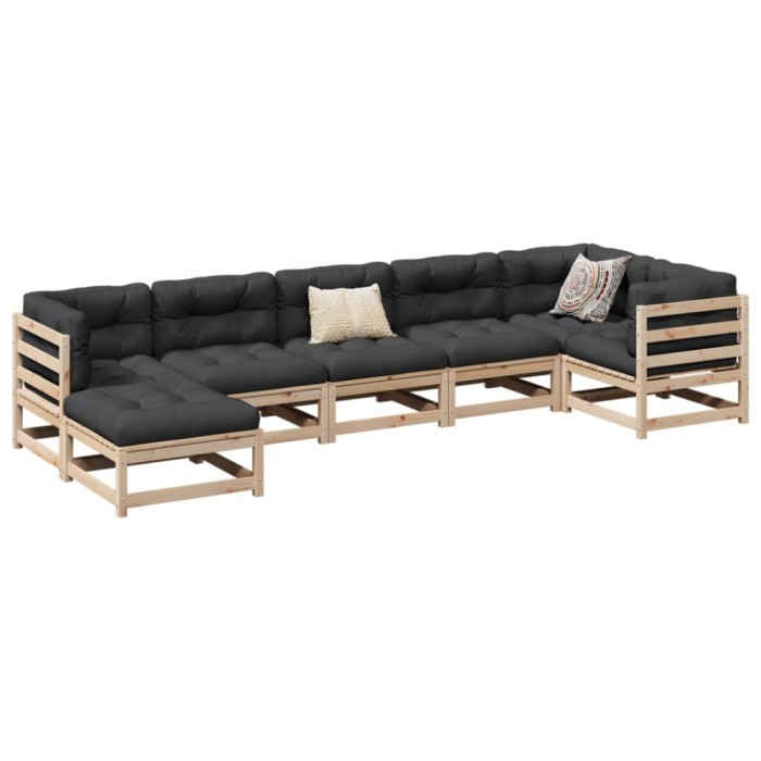 vidaXL Set canapea de grădină, 7 piese, lemn masiv de pin 3299541