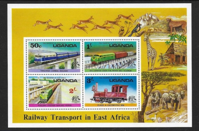 Uganda 1976 - Cai ferate, trenuri, bloc neuzat