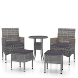 Cumpara ieftin Set mobilier de gradina, 5 piese, gri, poliratan