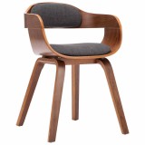 Scaun de bucătărie, gri &icirc;nchis, material textil și lemn curbat