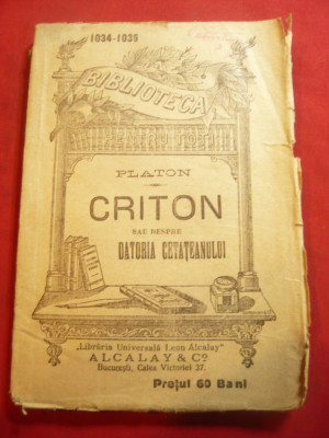 Platon - Criton -cca 1916 BPT 1034-1035 Universala Alcalay ,80 pag foto