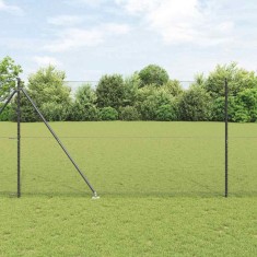 vidaXL &Icirc;ngrădire cu st&acirc;lpi Gri 1.6 x 10 m otel acoperit cu PVC 3353215
