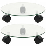 VidaXL Suport cu role pentru plante, 2 buc., 28 cm, sticlă, rotund