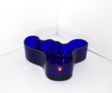 Bol sticlă royal cobalt blue, suflat manual - Fluid form - design Alvar Aalto, Iittala Finland