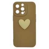 Husa compatibila cu Apple iPhone 13 Pro, model Big Heart 5D, Maro, Silicon, TPU, Viceversa, Transparent, Carcasa