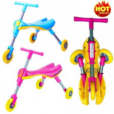Tricicleta pentru copii fara pedala cu 3 roti pliabila foto