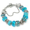 Brățară Berbec tip Pandora Argintată, Inox Turcoaz, Strasuri, 19cm, Charmuri, Zodie, Cadou Damă