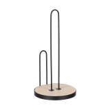 Suport rola hartie, 15 x 30 cm, metal/lemn, Negru