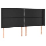 Cumpara ieftin Tablie de pat cu aripioare, negru, 183x16x118/128 cm, piele eco