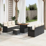 vidaXL Set de canapele pentru grădină cu pernă 9 pcs Negru și Crem