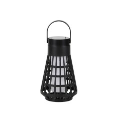 Lampa Solara pentru Gradina, Reincarcabila de la Soare, Model Felinar, Portabila cu Picior, Lumina Calda, 12 cm, Negru