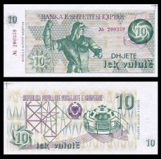 ALBANIA █ bancnota █ 10 Lek Valute █ 1992 █ P-49a █ UNC █ necirculata