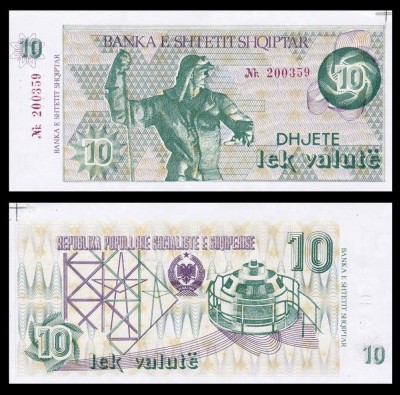 ALBANIA █ bancnota █ 10 Lek Valute █ 1992 █ P-49a █ UNC █ necirculata foto
