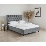Pat Tapitat Miami 160x200 cm, cadru din lemn cu somiera fixa, Culoare Gri