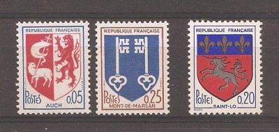 Franta 1966 - Steme urbane, 2 serii, MNH foto