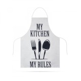 Șorț de bucătărie - 68 x 52 cm - My kitchen, My rules! (alb) 56175B, Family Pound