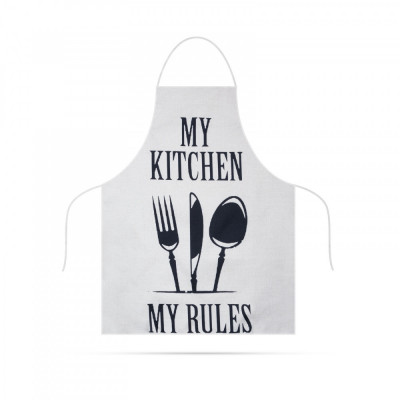 Șorț de bucătărie &amp;ndash; 68 x 52 cm &amp;ndash; My kitchen, My rules! (alb) foto