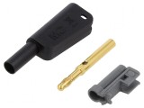 Conector banană 4mm 19A 1kV negru aurit 1mm2