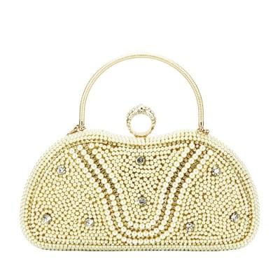 Geanta clutch cu perle si pietricele BME-22732 05 Auriu foto