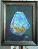 P4. Tablou RavariuArt, Pictura in ulei pe panza - Opal - microunivers, Inramat, Abstract, Realism