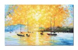 Cumpara ieftin Tablou pictat manual, Asfintit cu veliere, stilizat, 100x60cm ulei pe panza in cutit efect 3D, Spectaculos