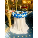 Inchiriere Aranjament cristelnita, alb-albastru pentru Botez baiat , Eleganta Personalizata