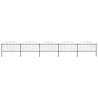 vidaXL Gard de grădină cu v&amp;acirc;rf tip suliță din oțel 892,5x150 cm, negru 277734 foto