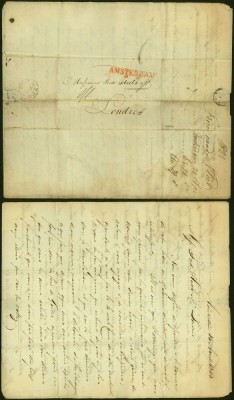 Netherlands 1823 Stampless Cover + Content Amsterdam to London England DB.509 foto