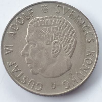 Suedia 1 krona / coroane 1964 argint Gustaf Vl foto