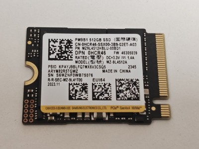 Solid State Drive (SSD) Laptop Samsung, PM9B1, 512GB, PCIe Gen 4 x4, M.2 format 2230, HCR46, 3500MB/S, 2500MB/S foto