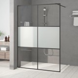 VidaXL Perete cabină duș walk-in negru 140x195 cm sticlă ESG semi-mată