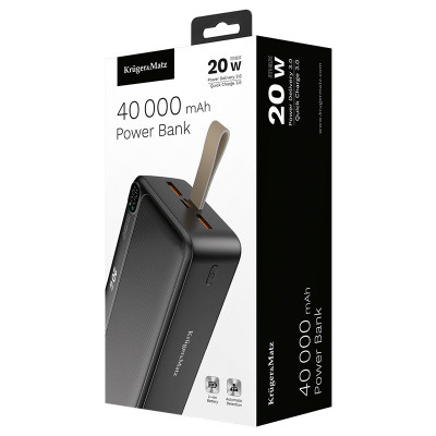 POWER BANK 40000mAh LI-ION QC3.0 PD 20W Display Kruger&amp;amp;Matz foto