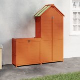 Set 2 Magazii Gradina vidaXL Lemn Masiv Pin Maro, Depozitare Unelte, 79x53x185cm &amp; 79x40x81cm