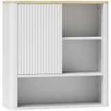 HOMCOM Dulap de baie de perete cu ușă culisantă 5 compartimente și polițe reglabile 60x20x62 cm Alb | Aosom Romania