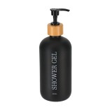 Dispenser Gel Duș 500Ml Sticlă/ Bambus &ndash; Negru Mat