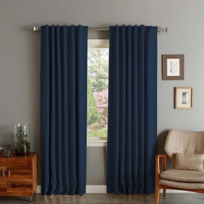 Draperie din catifea cu rejansa transparenta cu ate pentru galerie, Madison, 200x230 cm, densitate 700 g/ml, Albastru, 1 buc foto