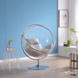 Scaun suspendat cu suport, transparent/ argintiu/ gri, BUBBLE TIP 2