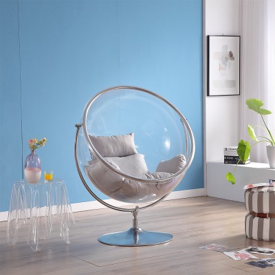 Scaun suspendat cu suport, transparent/ argintiu/ gri, BUBBLE TIP 2 foto