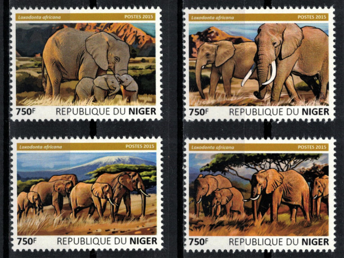 NIGER 2015 - Fauna, Elefanti /serie completa MNH