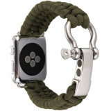 Cumpara ieftin Curea iUni compatibila cu Apple Watch 1/2/3/4/5/6/7, 38mm, Elastic Paracord, Rugged Nylon Rope, Green