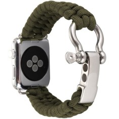 Curea iUni compatibila cu Apple Watch Ultra/SE/8/7/6/5/4/3/2/1, 38mm, Elastic Paracord, Rugged Nylon Rope, Green