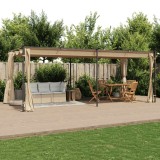 Cumpara ieftin Pavilion cu draperii, gri taupe, 6x3 m, oțel