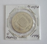 C50 - Moneda foarte veche - Elvetia - 5 franci - 1994