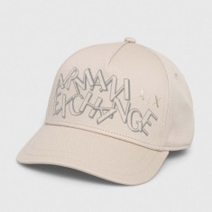 Armani Exchange șapcă de baseball din bumbac culoarea argintiu, cu imprimeu