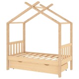 Cumpara ieftin Cadru pat de copii, cu un sertar, 70x140 cm, lemn masiv de pin