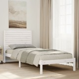 Cadru pat foarte lung fără saltea, alb, 100x210 cm lemn masiv